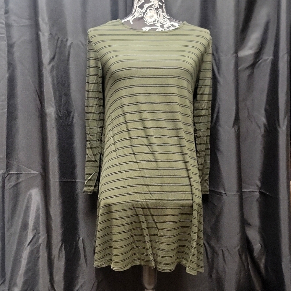 Striped Olive Green Dress